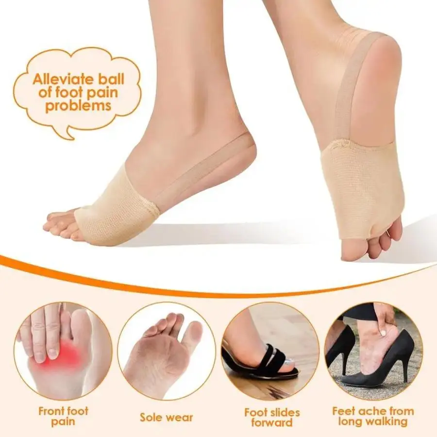 Women’s Forefoot Gel Cushion Pads 2-Pack – Silicone Metatarsal Pads for Shoes & Socks, Shock-Absorbing Breathable Forefoot Pain Relief Inserts, Foot Inserts