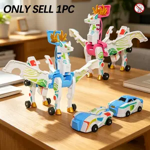 Unicorn Transforming Toy Car, 2-In-1 Magic Mars Flying Deer, Kids Robot Transformer, Fun Stem Experiment, Perfect Birthday Gift for Boys and Girls