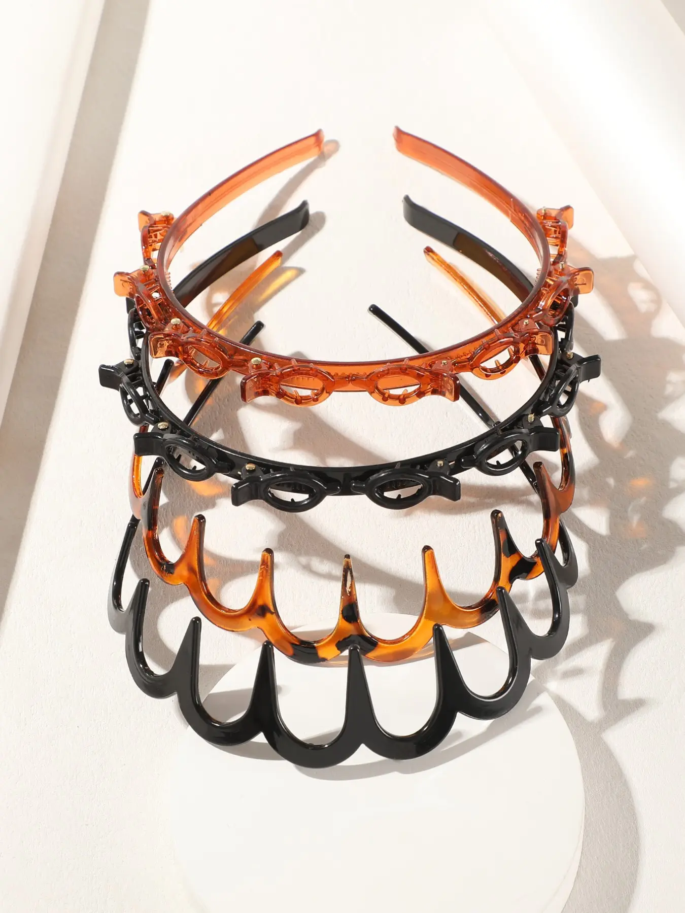 4pcs Wave Hairbands with Teeth, Professional Bang Clips, Non-Slip, Durable, Fashionable, Suitable for Face Washing and Skincare, Women's Hair Accessories