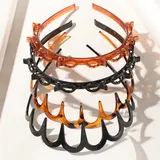 【Black Friday】4-Piece Wavy Headband Set with Comb Teeth, Non-Slip Durable Hairbands for Keeping Bangs Back During Face Washing and Skincare, Fashionable Women's Hair Accessories
