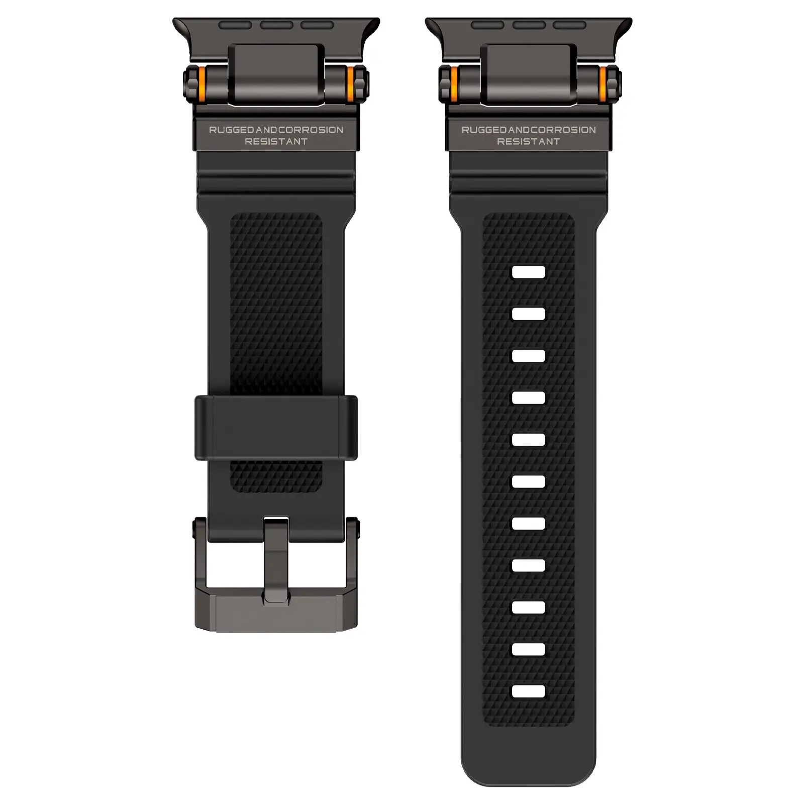 Metal connector silicone smartwatch strap for Apple Watch, outdoor durable scratch-resistant silicone model, suitable for iWatch series 11/10/9/ultra/ultra2/ultra3/8/7/6/5/4/  ,44-49mm