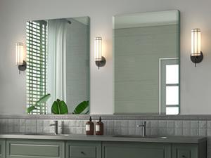 Beveled Mirror, Wall Mirror 18" x 24", Frameless Rectangle Mirror with Beveled Edge, Hangs Horizontally or Vertically.Rounded Corner Tempered