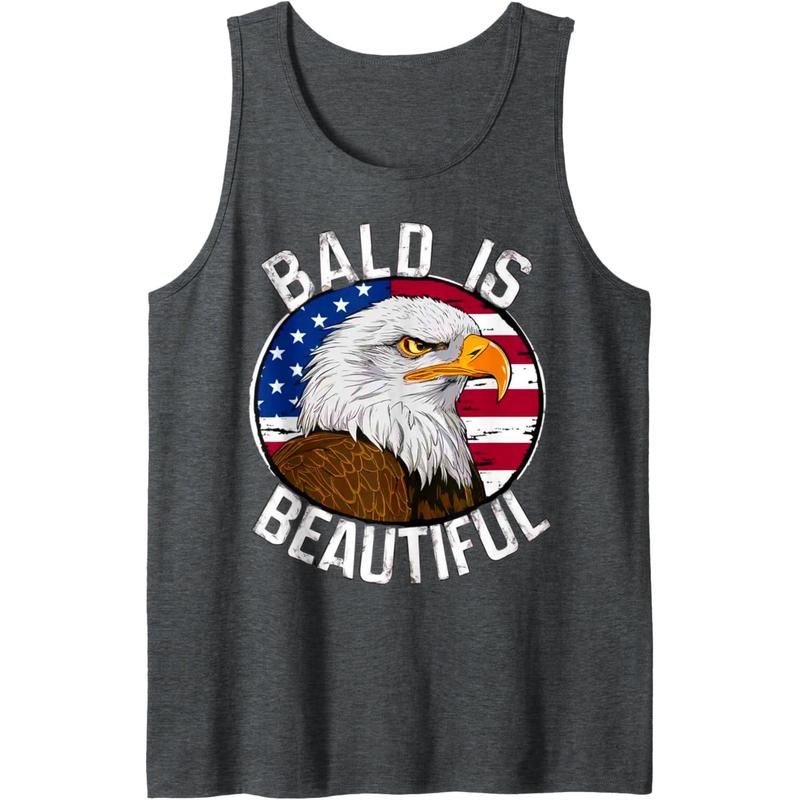 Men's Sleeveless Casual Fashion Menswear Vest - Bald Is Beautiful 4th of July Independence Day Eagle Design