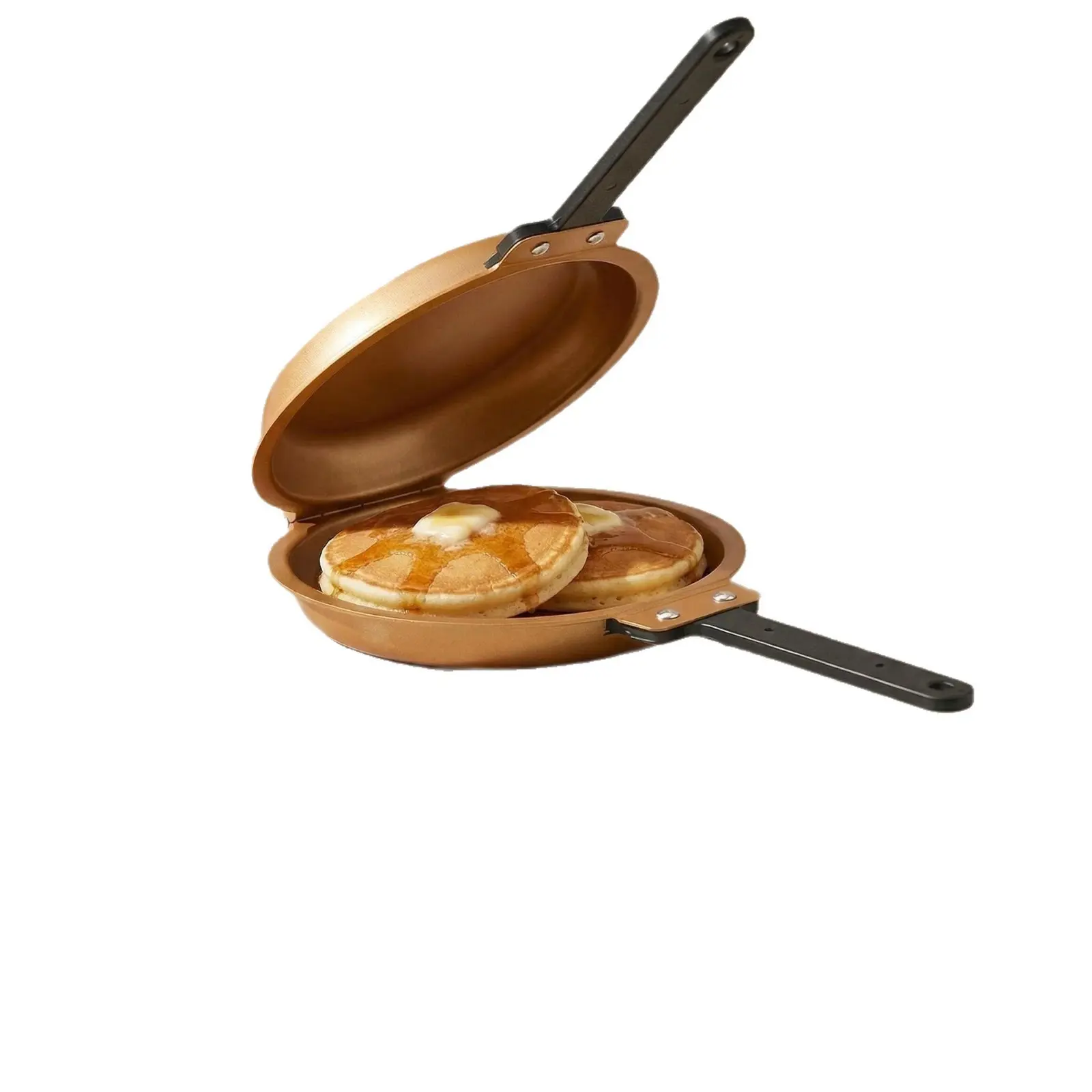 Nonstick Double Sided Breakfast Pan with Handle, Egg Frying Pan, Easy Flip Omelet Maker for Eggs, Pancakes, Bacon & Steak, Perfect for Morning Meals