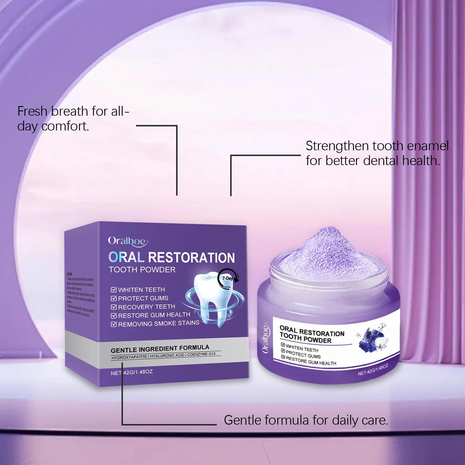 Gentle Purple Teeth Whitening Powder - Teeth Stain Cleaner for Sensitive Gums, Daily Oral Care, Brightening, Anti-Decay, Bad Breath Removal, Gum Strengthening, Non-Irritating Bleaching Alternative, Restore Radiant Dental Clean