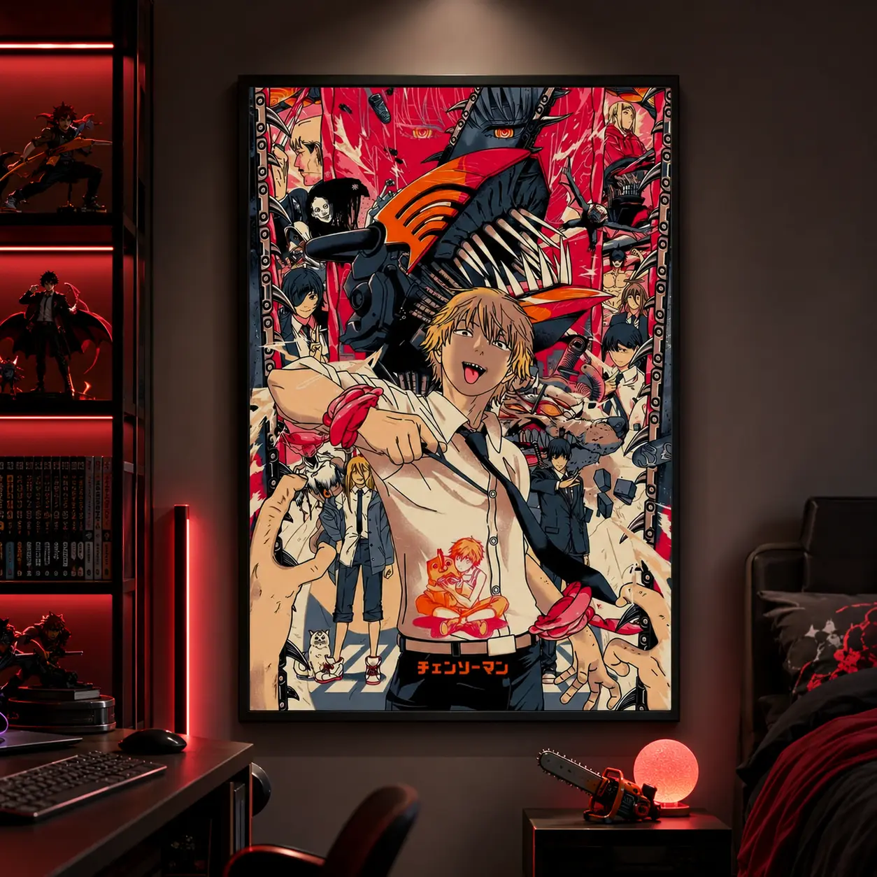 Classic Anime Chainsaw Man Canvas Art Poster And Wall Art Decor for Modern Family Corridor Posters, Japanese Manga Print, Anime Room Decor, Bedroom Dorm Wall Decor, Otaku Gift, Gift for Anime Fans, Action Anime Wall Art, Gamer Room Decor, Manga Fan Gift