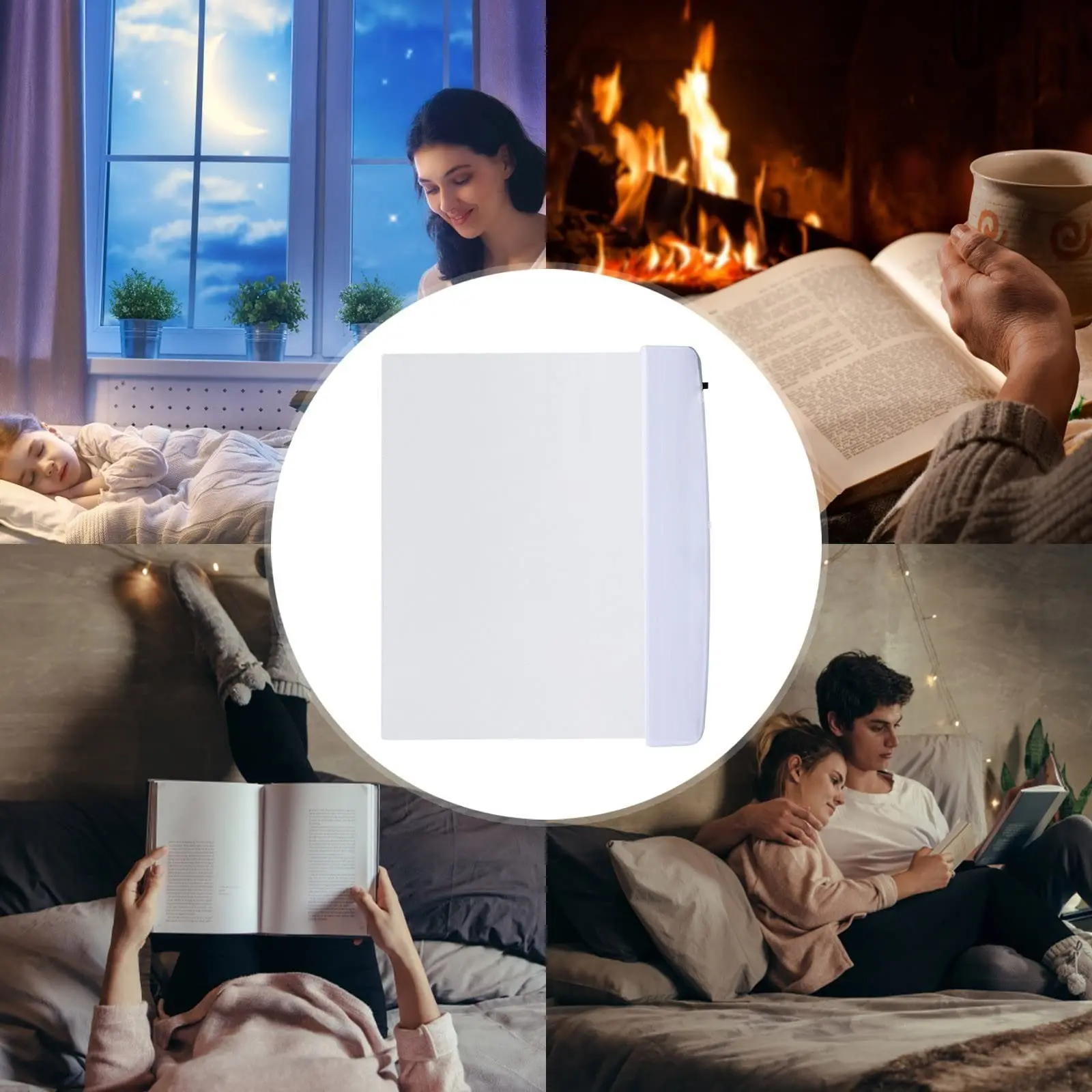 1pc Flat Book Light Page Book Light for Reading in Bed at Night Clear LED Book Full Page Light Illuminator Panel Plate Lamp Board Wireless Interior Led (White)
