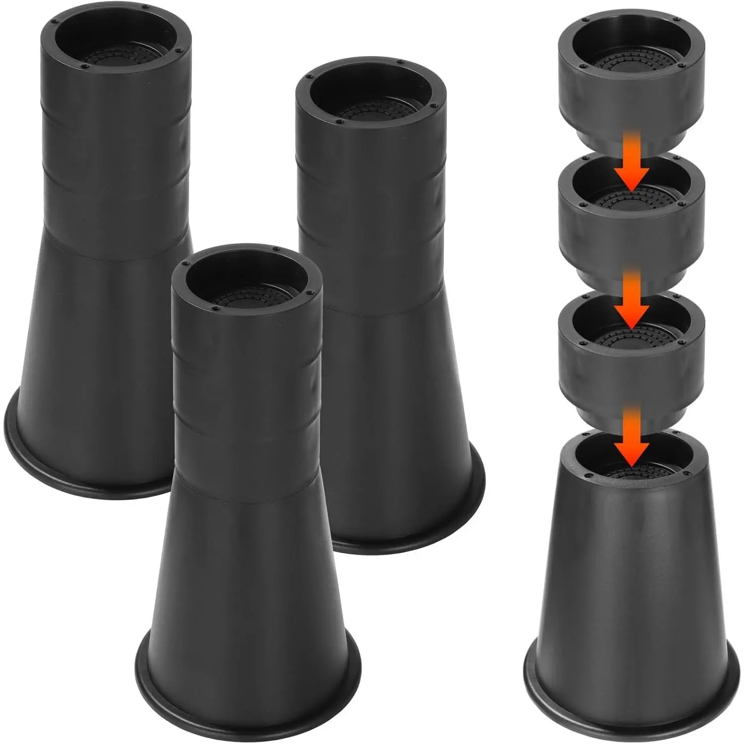 OMISTAR 4 Pcs Bed Risers, Adjustable Furniture Risers with Rubber Bottom, 6/7.8/9.6/11.4 in Height Options, Stackable Design, Heavy Duty Bed Risers for Sofas, Tables, and Furniture