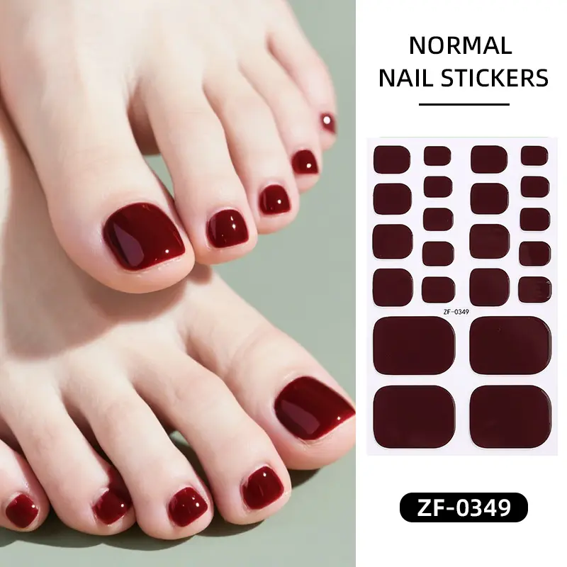 Waterproof Toe Nail Wraps for Women, Cute Solid Color Sticker Decals for a Quick and Easy DIY Pedicure