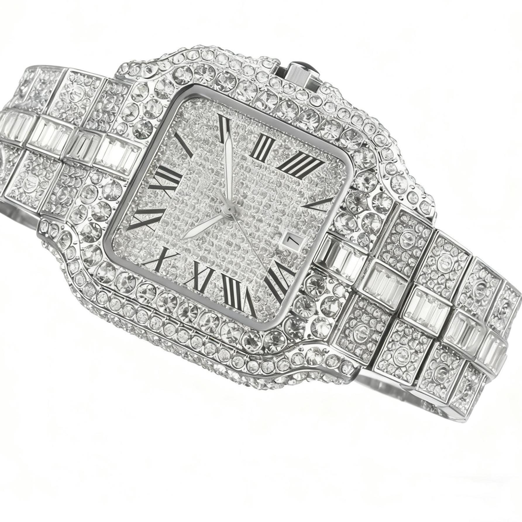 High quality iced out  wrist watch automatic waterproof bling bling