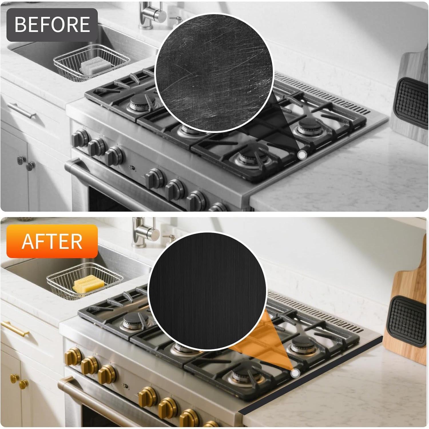 Stove Gap Covers Stainless Steel, 2 count Stove Gap Filler, Heat Resistant and Easy to Clean, Retractable Length 13.8" to 27.5", Width 0.79",Black