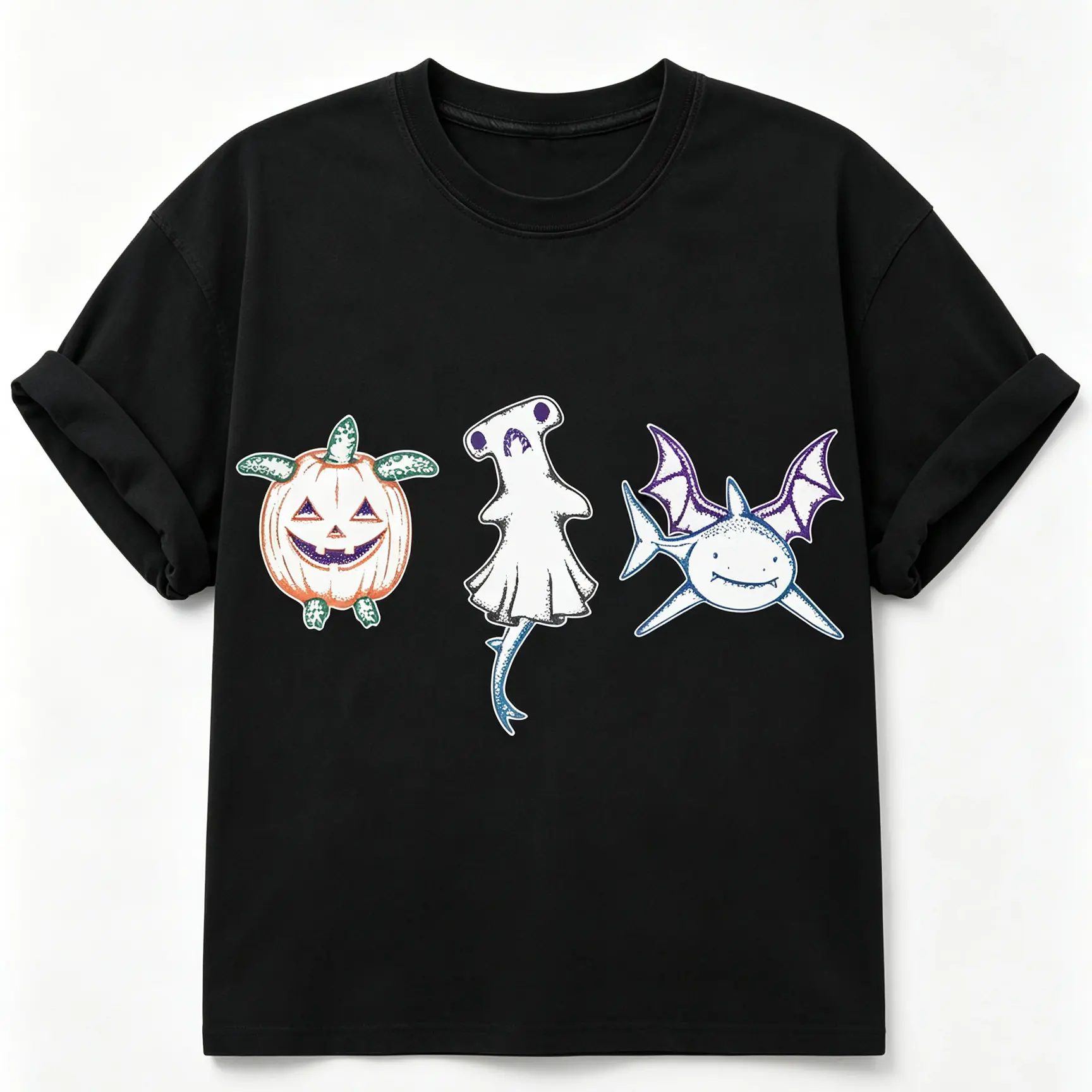 Halloween Shark & Pumpkin Turtle Tee – Hammerhead Ghost Graphic Shirt, Comfort Colors Cotton Top – Great Gift for Ocean Animal Fans short sleeve unisex graphic t-shirt humorous shirt cotton graphic tee high-quality cotton casual top unisex wide-shoulder M