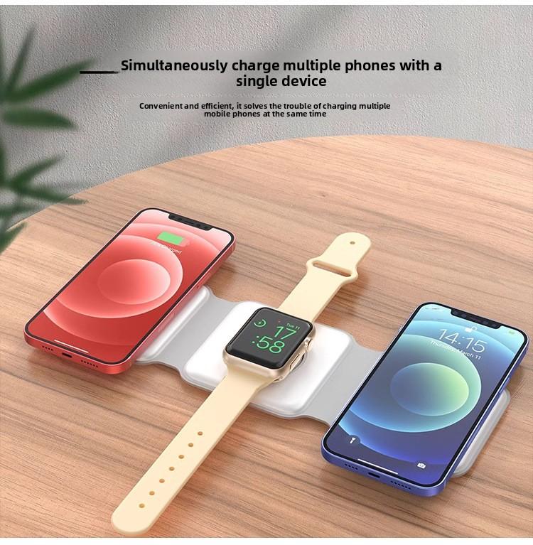 3-in-1 Magnetic Wireless Charger, Foldable Magnetic Wireless Charging for Apple Phones and Watches