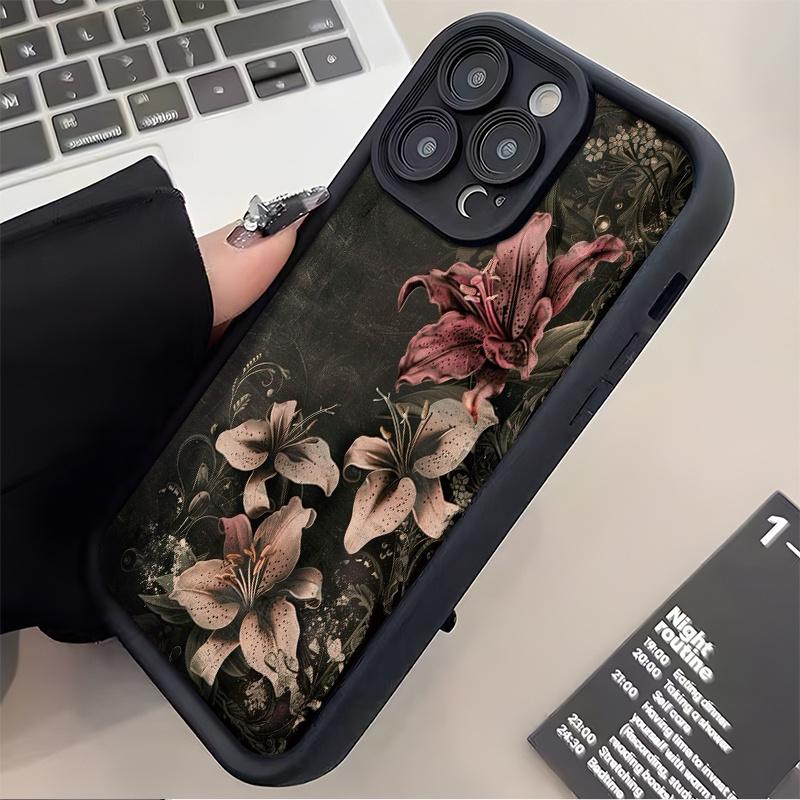 Decadent Lily Pattern Phone Cases for iPhone 17 Pro Max 16 15 14 13 12 11  TPU Shockproof and Stain-Resistant Protective Soft Case