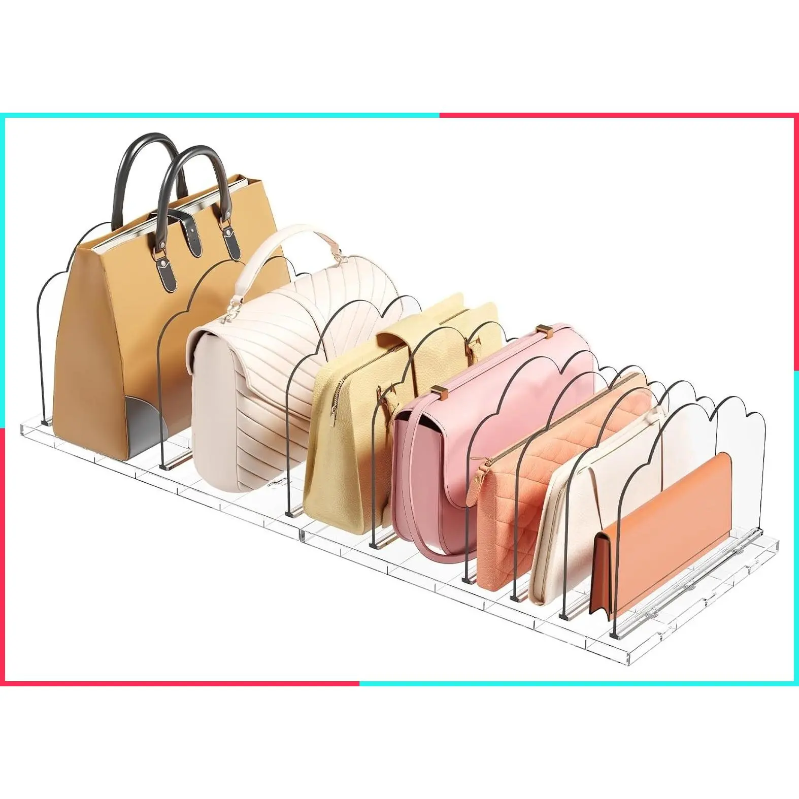 Adjustable Clear Purse Organizer for Closet, Handbag Shelf Dividers