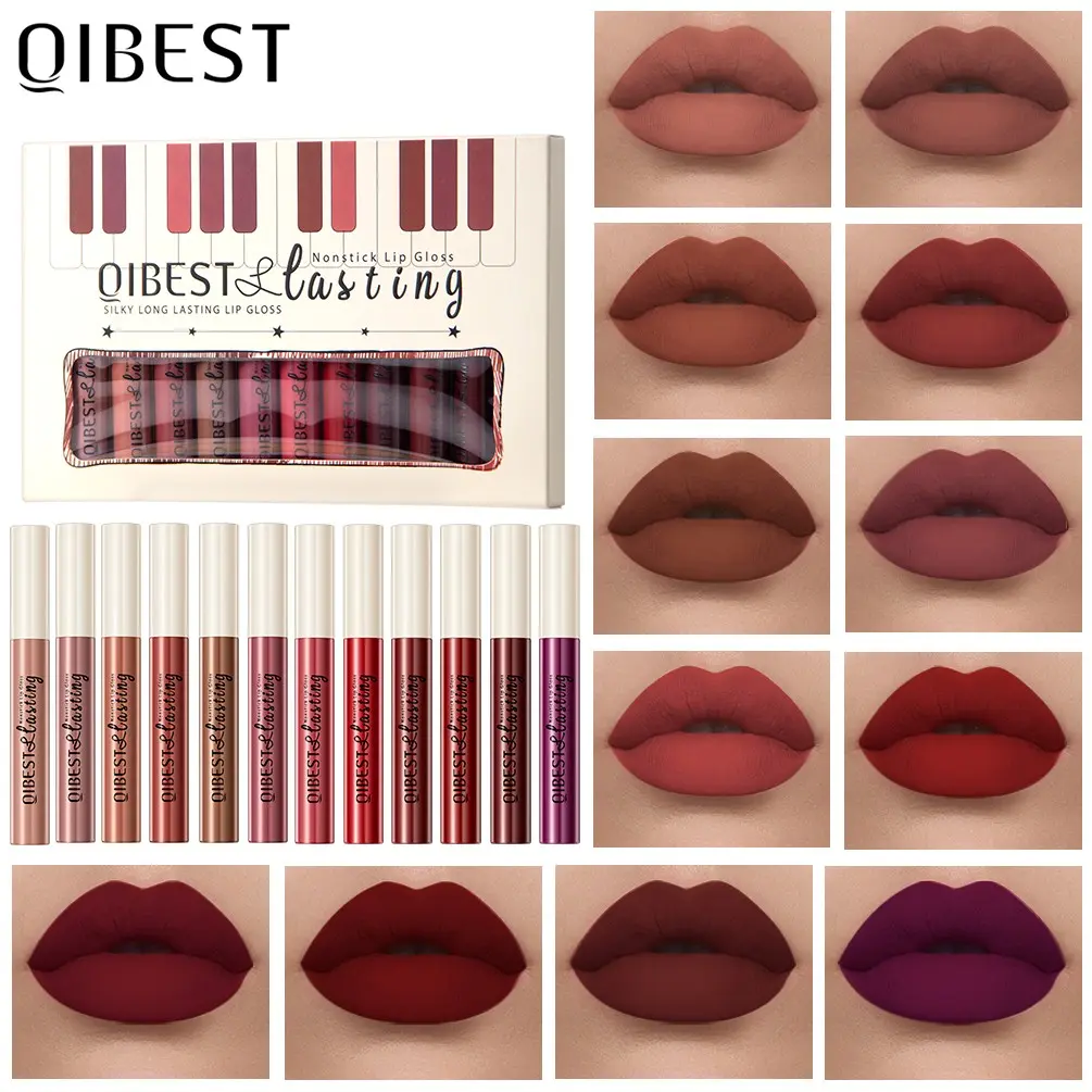 Long Lasting Matte Liquid Lipstick Set 12pcs, Silky Matte Lipstick, Easy Coloring Lip Sticks, All Occasions Lip Makeup, Cosmetic, Girls Makeup Accessories, Gloss, Lip Stain Set
