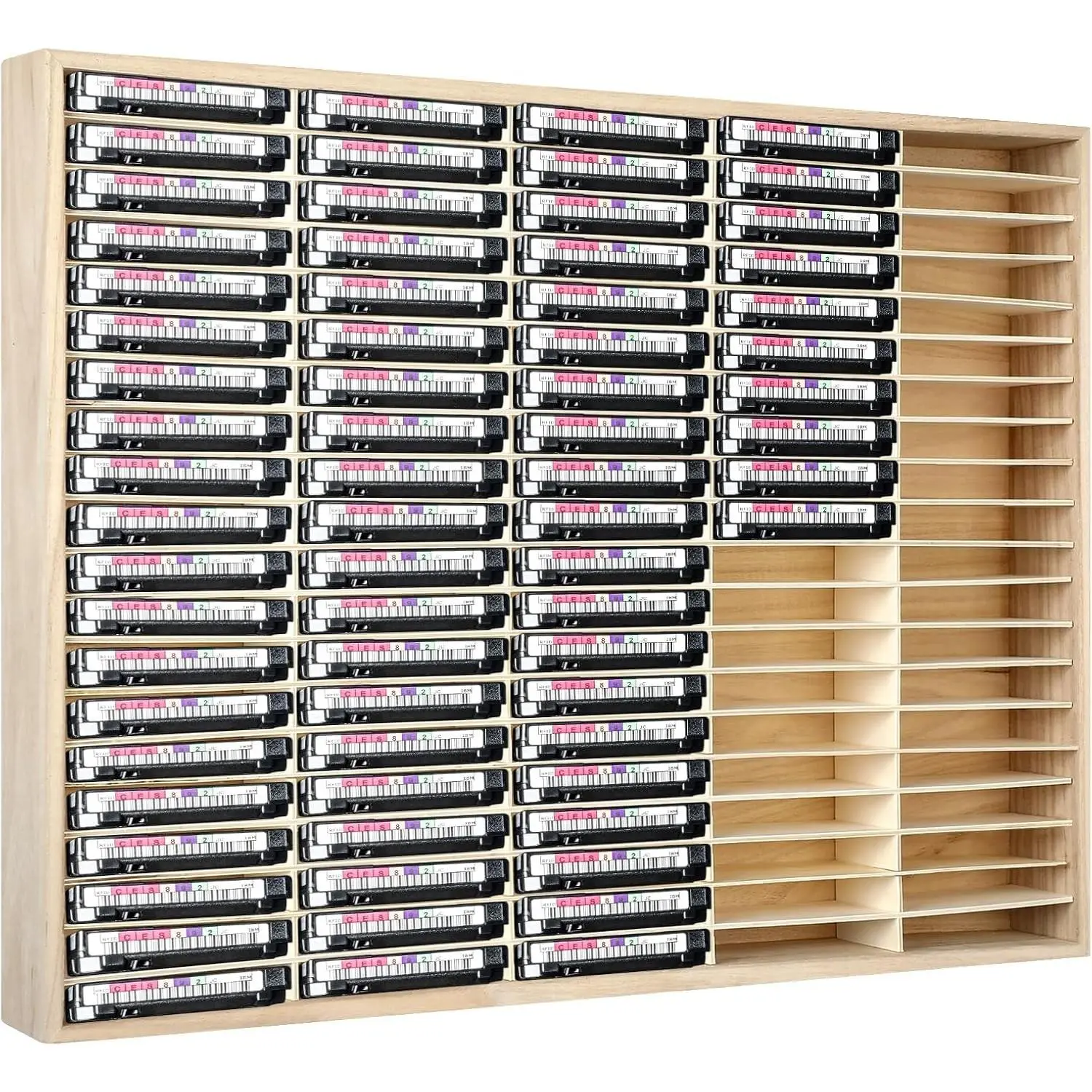 100 Slot Cassette Tape Storage Holder Wooden Audio Tape Organizer Cassette Tape Rack for Cassette Collections Audio Accessory