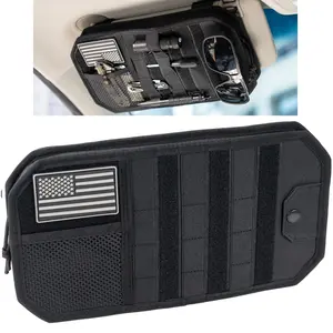 1000D sun visor storage bag, with zippered sun visor storage bag, car sunglasses holder, hard MOLLE panel, suitable for most cars, SUVs and trucks.