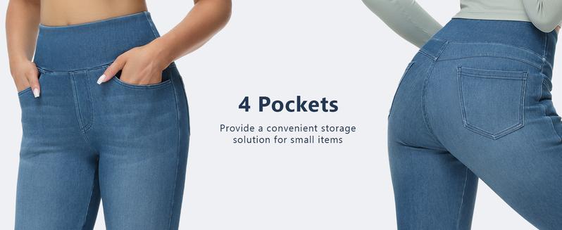 Women's High Waisted Jeggings Pants Stretchy Tummy Control Skinny Jean Leggings with Pockets