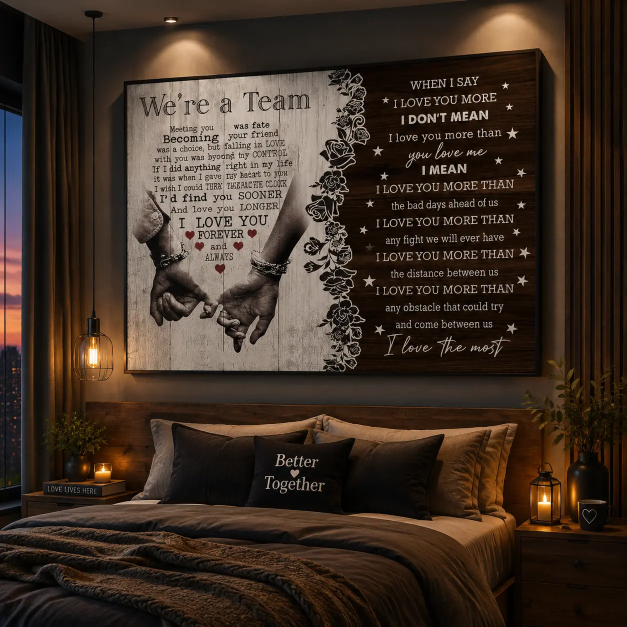 Personalized We're A Team Couple Poster for Him Her Husband Wife, Christmas Birthday Anniversary Custom Name Canvas Print Wall Art, Bedroom Living Room Decor, Gift for Spouses, Wedding Gift, Romantic Couple Decor