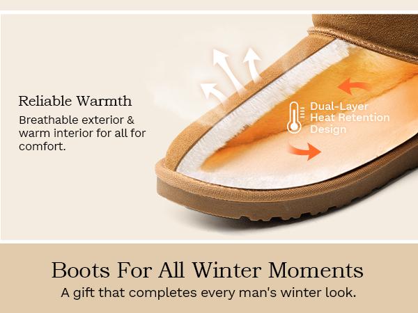 Bruno Marc Men's Winter Boots Cold Weather Outdoor Casual Warm Suede Faux Fur Lining Short Boots SpringStatements