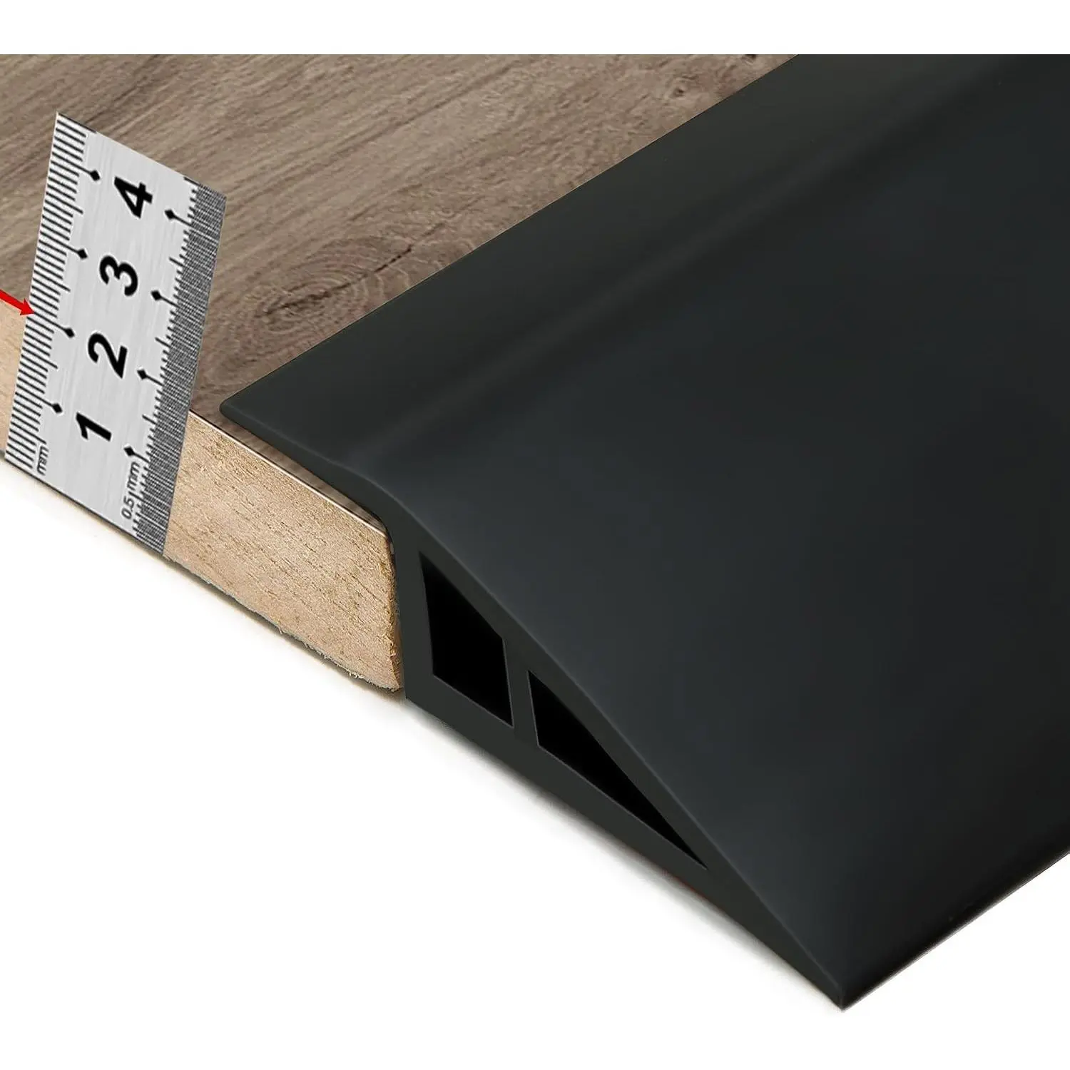 Carpet Floor Transition Strip for Threshold 3/5" to 4/5" Height Black Self Adhesive PVC Threshold Transition Strip Carpet & Floor Edging Trim Strip (6.56FT_20mm)
