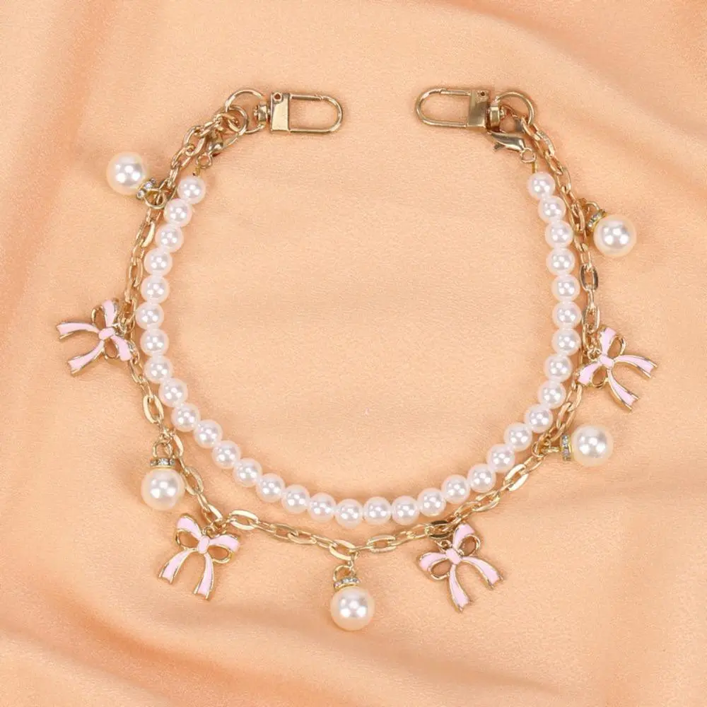 Elegant Pearl-Floral Bag Charm with Bows - Versatile Purse Accessories Charms, Keychain, Clothing Decor, Thoughtful Gift for Luggage & Bags