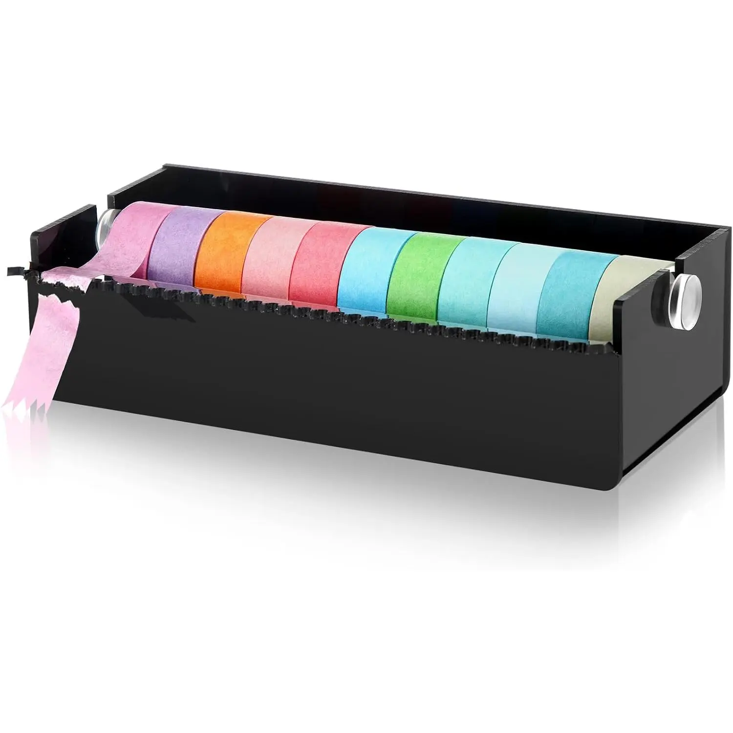 Acrylic Washi Tape Dispenser - 7 in Roll Holder, Desktop Masking Tape Organizer with Cutting Function for Home Office (Only Dispenser)