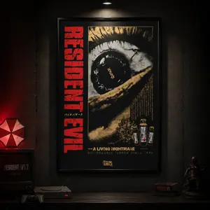 Resident Evil (1996) Original Nightmare Unframed Poster - Umbrella Corp Laboratory Schematic Art Print - Classic PlayStation Horror Game Wall Decor, Canvas Wall Art Print, Dark Horror Game Poster for Bedroom Dorm Gaming Room Office, Gift for Horror Fans