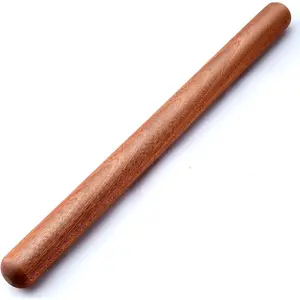French Rolling Pin, 17.7 Inches Wood Rolling Pin for Baking Extra Long Thickened, Classic Wooden Dough Roller for Fondant Pizza Pie Crust Cookie Pastry, Essential Kitchen Utensil, Brown