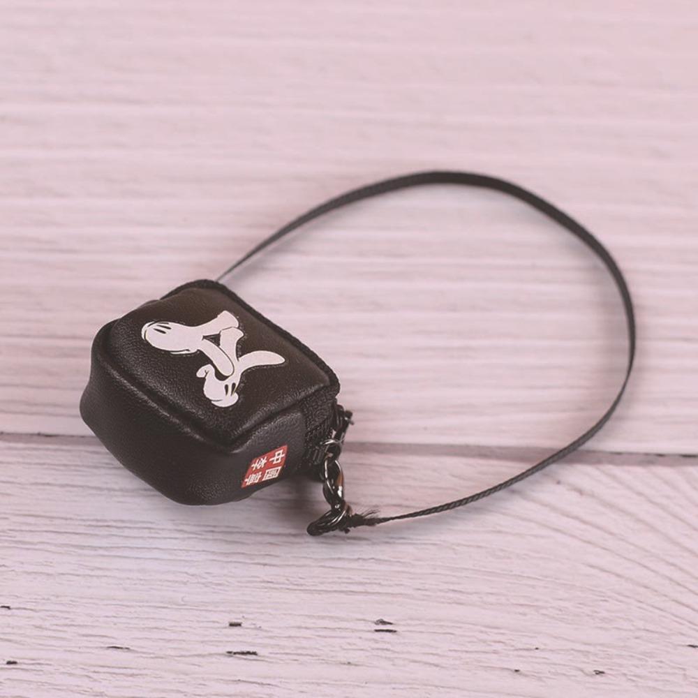 Miniature Doll PU Leather Bag DIY Mini Plush Doll Leather Handbag Purse Black 17cm Doll Bag Accessories Dolls Accessories