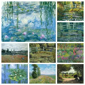 Monet Classic Impressionist Paint by Numbers Kit, Water Lily Japanese Bridge Garden DIY Canvas Painting Set, Elegant Holiday Gift for Living Room Wall Decor for Adult Painting Beginners Art Lovers
