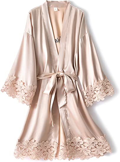 Bridesmaid Robes Rose Gold Bride Robe Wedding Bridesmaid Gift Satin Lace Robe Bridal Dressing Gown Bachelorette Party Pajamas