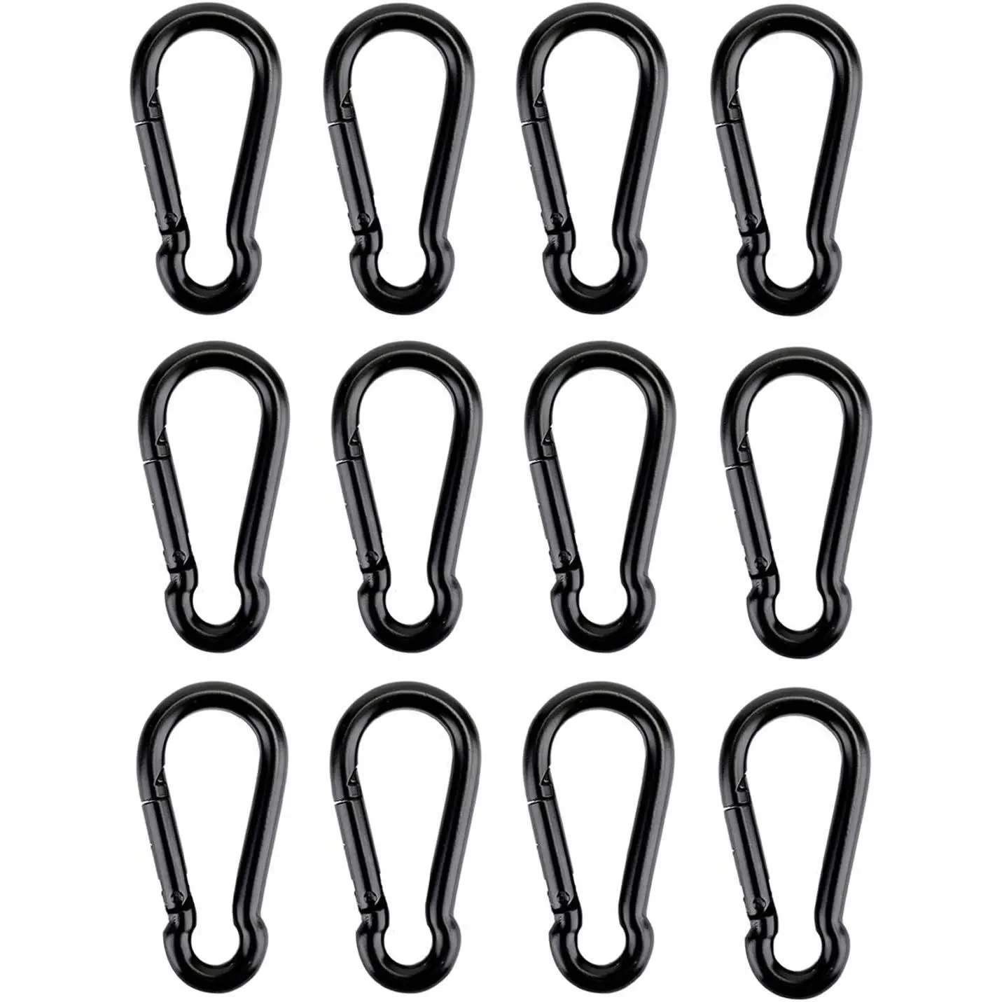 12 Pack Small Black Carabiner Clips - 1.57 Inch Mini Spring Snap Hooks, Heavy Duty Quick Links for Keychains, Key Rings, Bird Feeders, Dog LeashesGift