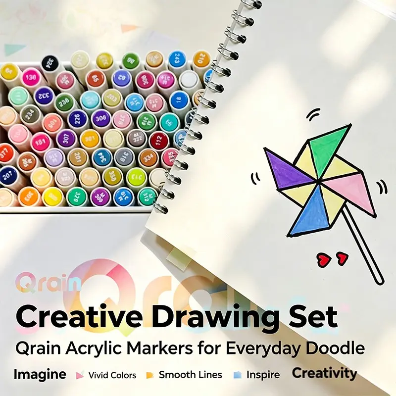 Qrain Dual-Ended Acrylic Paint Marker Set, 72/120/168 Colors, Water-Based Art Markers, Ideal for Various Surfaces, Drawing & Graffiti