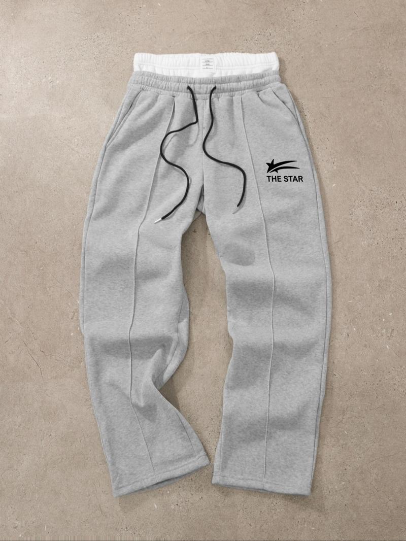 Men's 2 in 1 Drawstring Waist Wide Leg Pants, Wide Sweatpants, Regular Fit Casual Pocket Pants for Daily Wear, Men's Trousers for All Seasons