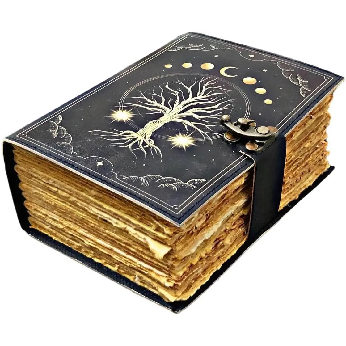 400 Pages  Grimoire leather journal, Print Tree of Life Journal, Blank spell book book of shadows Grimoire Journal   Leather Celestial Gifts For Him Her