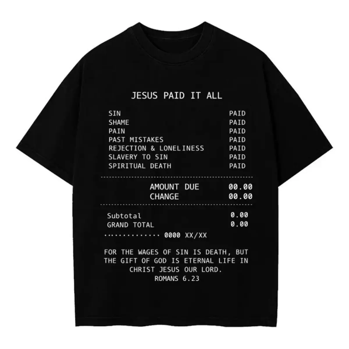 shirts,tees,western,outfit,,music,note,,baby,dee,outdoor,tok,belle,princess,book tee,Grunge,Graphic,Album,Men's,Regular,Fit Textured Knit Top,JESUS PAID IT ALL TEE - DISTRESSED LETTERING Cotton Shirt Classic Classic Menswear Top Casual Casual Tropical Tsh