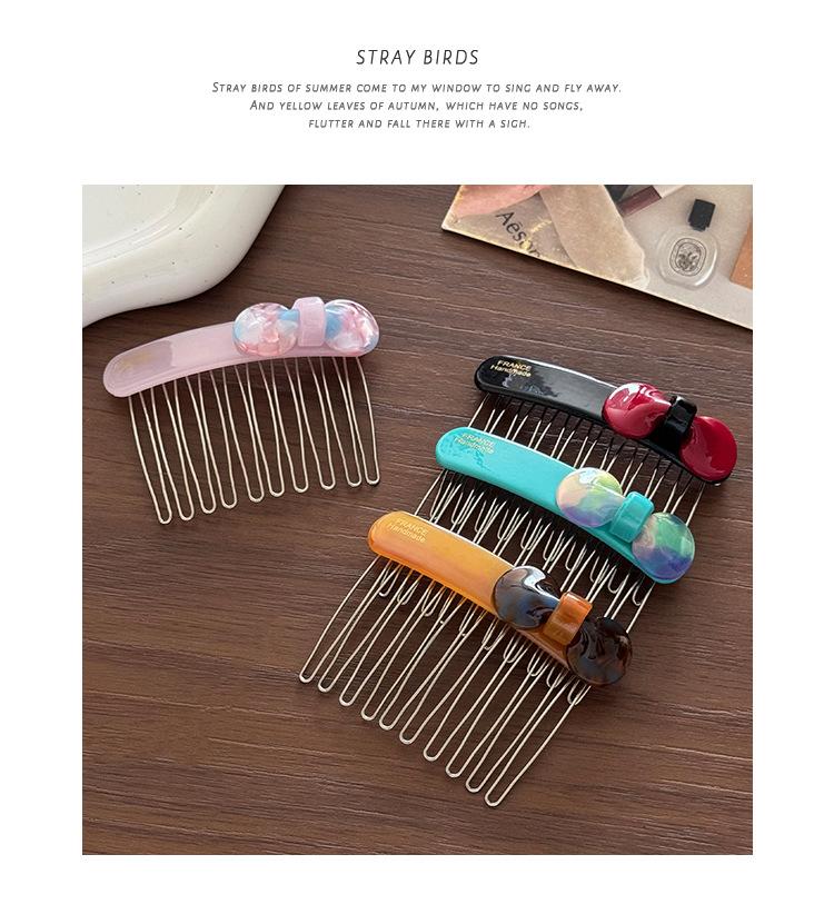 Acetate Bow Comb, Invisible Side Fringe Clip, Reverse Front Hair Pin for Baby Hair Elegant & Versatile