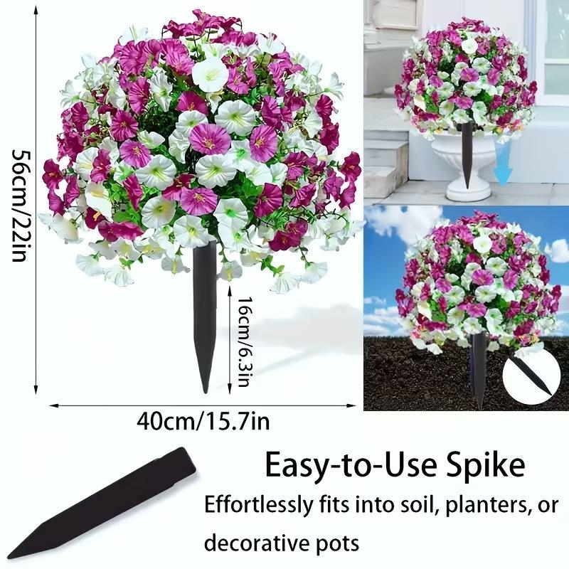 Artificial Flower Trumpet Flower With Ground Stake For Garden Decoration, Eucalyptus Artificial Flower Decoration, Artificial Green Plant, Suitable For Garden, Courtyard, And Outdoor Decoration