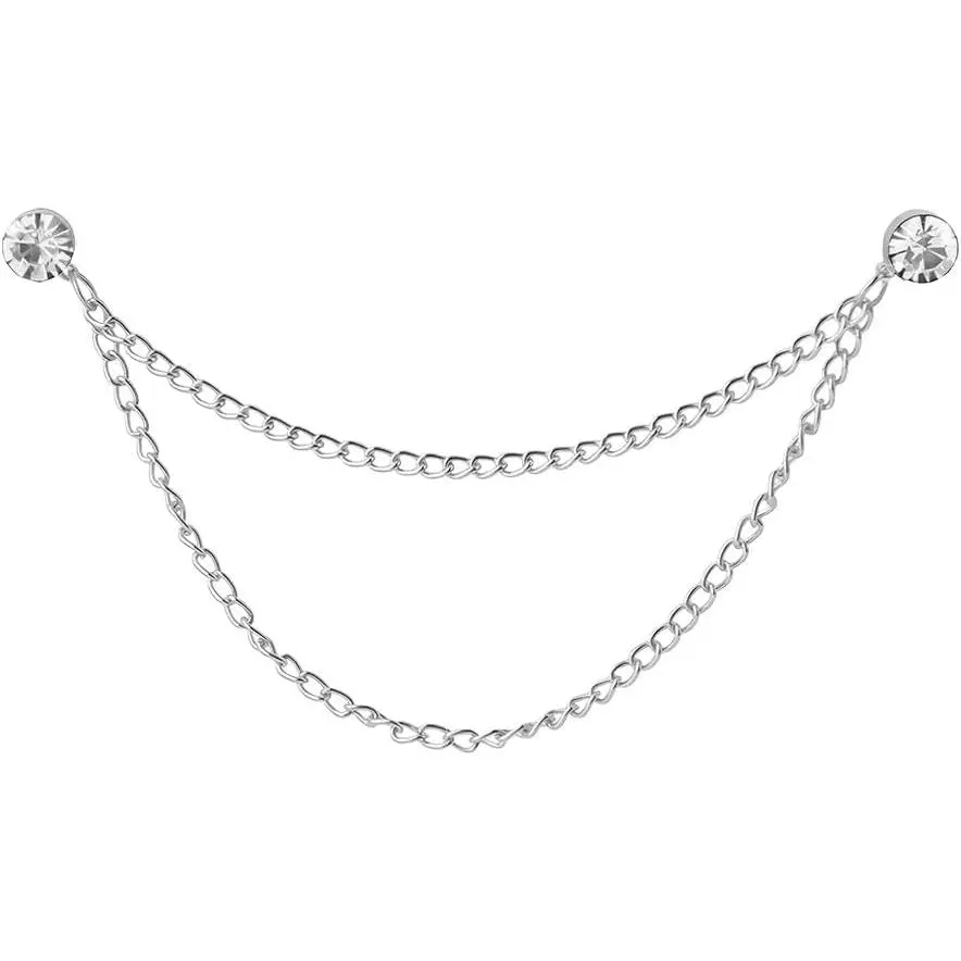 Chain Lapel Pin for Men Suits Tassel Brooch Chain  Pins Rhinestone  Brooch Pin Suit Lapel Pins for Men  Chains for Shirts Accessories