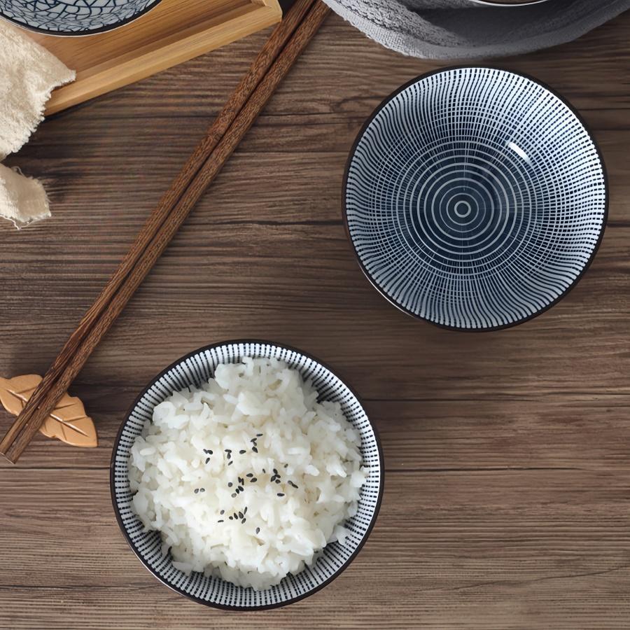 Ceramic Bowl Set, 4 Counts/set Flower Pattern Bowl, Household Bowl for Rice, Soup, Noodle, Breakfast, Kitchen Tableware, Ramen Bowl Set