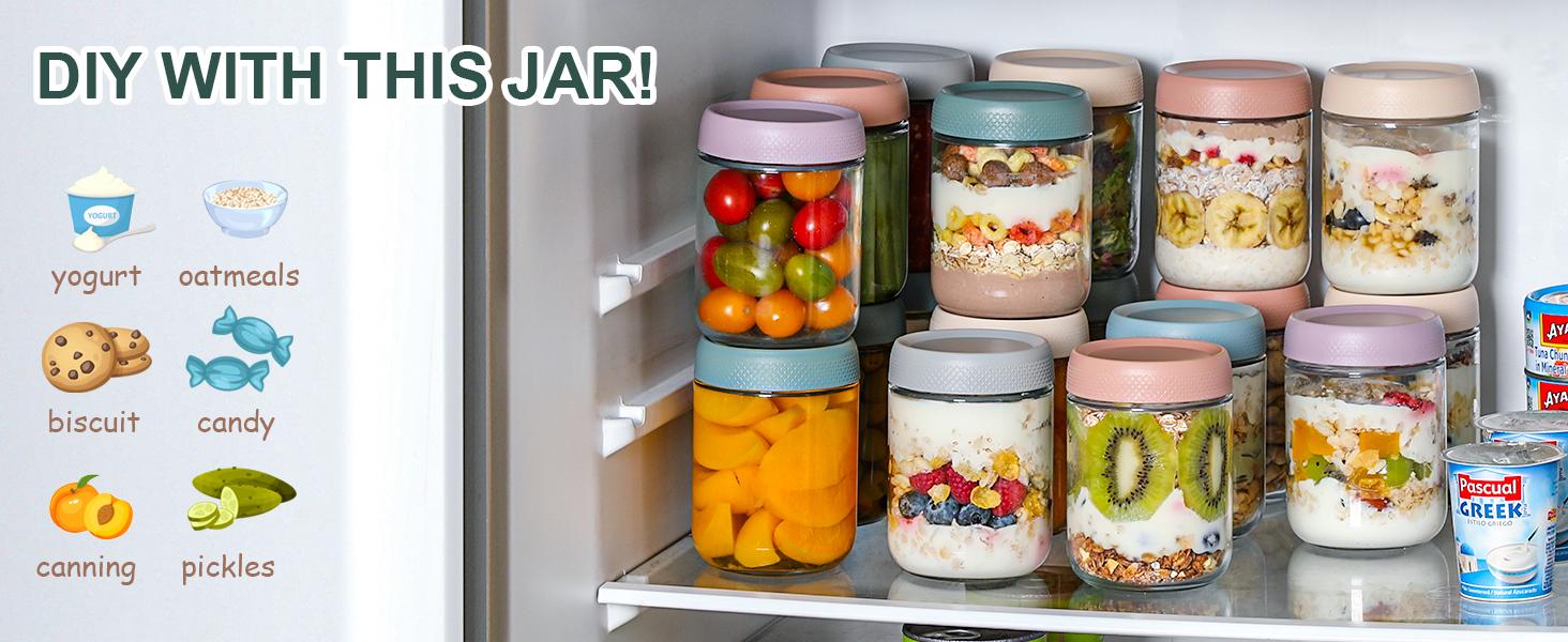 6-pack 16 oz Overnight Oats Containers with Lids, Glass jars with Airtight Lids, Wide mouth Mason Salad jars, Glass Food Storage Containers for Snacks Yogurt Spice Sugar 6-pack 16 oz Overnight Oats Containers with Lids, Glass jars with Airtight Lids, Wide mouth Mason Salad jars, Glass Food Storage Containers for Snacks Yogurt Spice Sugar