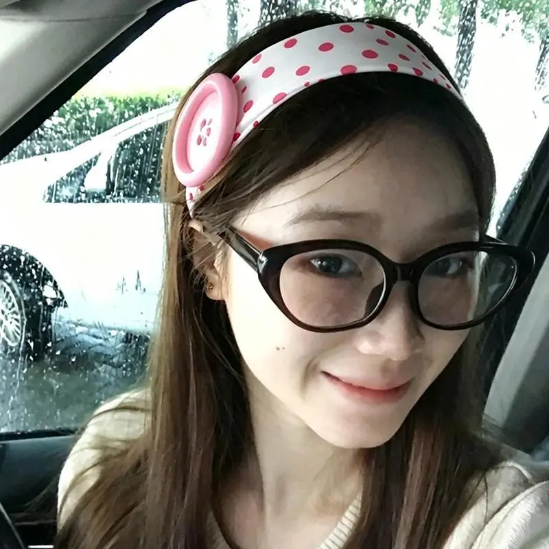 Dopamine Large Button Wave Dot Headband Korean Y2K Stretch Wide Dot Headband Ladies Casual Sport Party Daily Hair Accessory