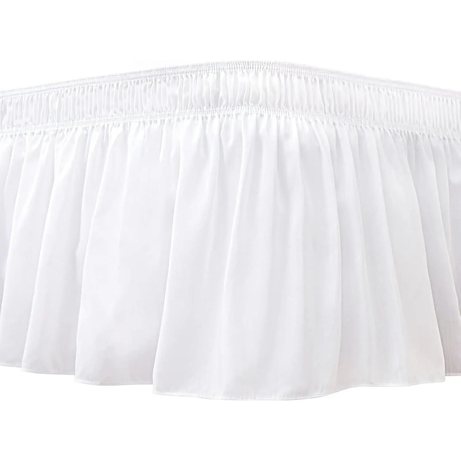 Wrap Around Bed Skirt King Size 15 Inch Drop-Elastic Dust Ruffle White| Pleated Bedskirt-Wrinkle Resistant Washable Hotel Quality Bed Skirting-Guest Bedroom Rental