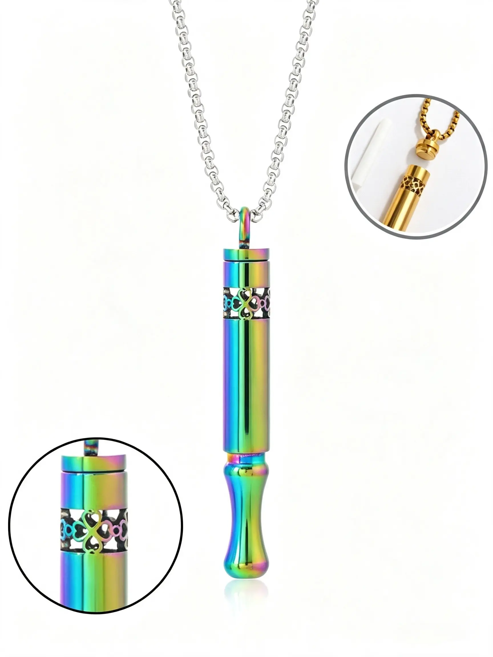 New Arrival Clover Pattern Breath Whistle Necklace, Stainless Steel Four-Leaf Pendant, Sweet Present For Friends & Family