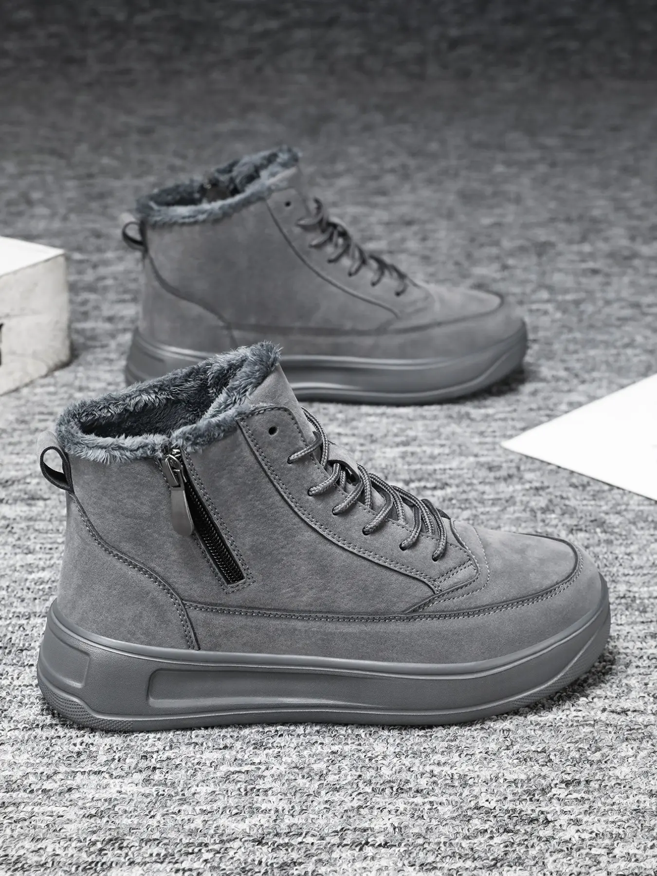 Women's Fleece High Top Sneakers, Anti-Slip Warm Winter Shoes, Casual Eva Material, Durable & Easy Care, Perfect for Daily Wear