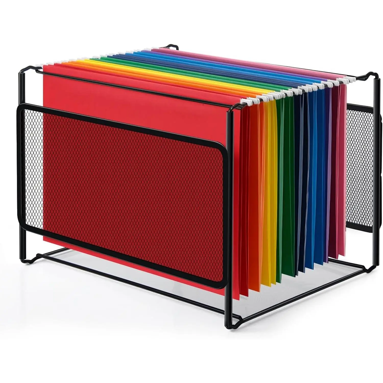 Hanging File Organizer, Letter Size File Folder Organizer with Metal Mesh, Space-Saving File Folder Storage Box for Home Office SuppliesGift.