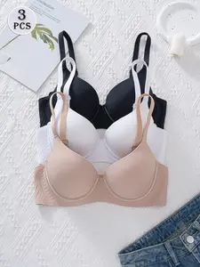 3 Pack Jelly Band Support Seamless Smooth Bra Wireless Push Up Lift Full Coverage No Spillage Comfort Bralette
