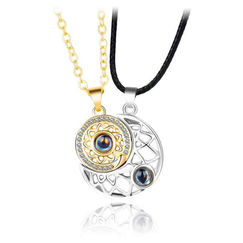 Magnetic Necklace Projection Stone Sun and Moon Couple DDXL0139 Magnet Pendant Accessory Magnetic Necklace